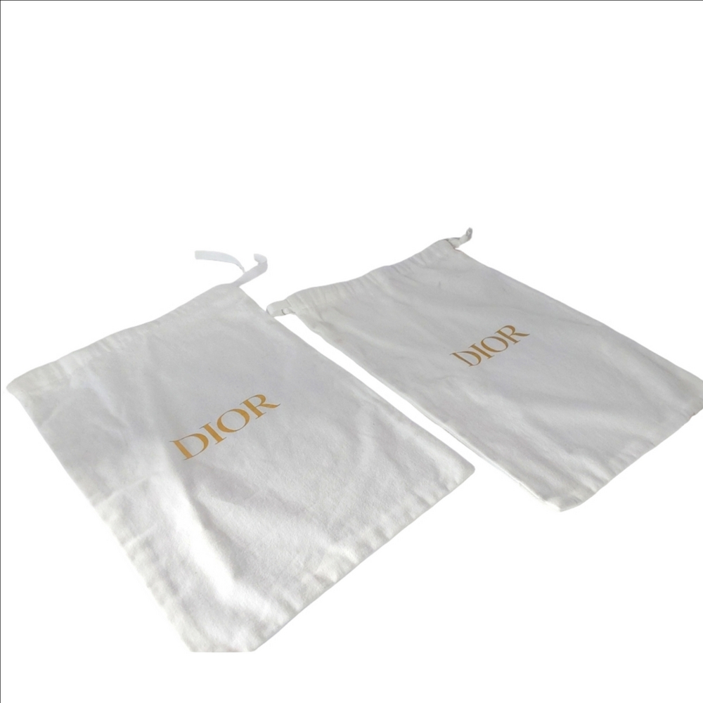 Dior White and Gold Dust Bag Duo